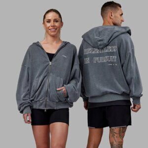 NWT LSKD Unisex Relentless Washed Zip Through Oversized Hoodie - Medium